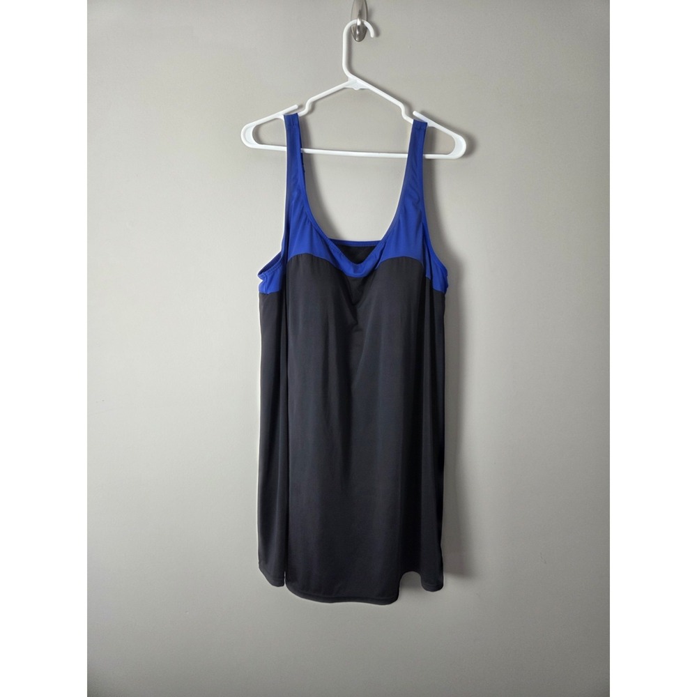 Swimsuits For All Tankini Top Swim Dress Plus Size 22 Colorblock Blue Black